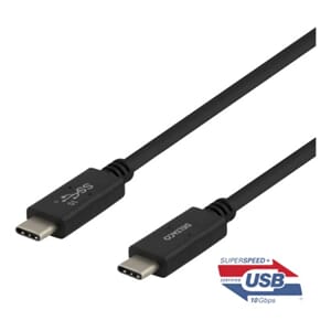 KABEL 1M SORT  USB-C TIL USB-C DELTACO