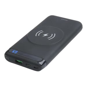 POWERBANK DELTACO 1000mAh SVART TRÅDLØS, USB-C OG USB-A