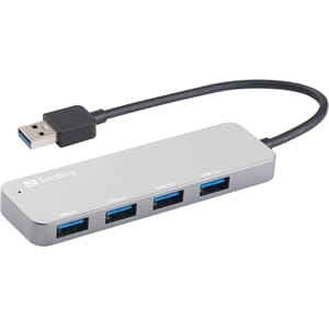USB HUB 3.0 4 PORTER SØLV
