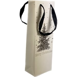 FLASKEPOSE HVIT M/SORT JULETRE OG HJORT