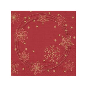 SERVIETT 33CM STAR SHINE RØD (50)