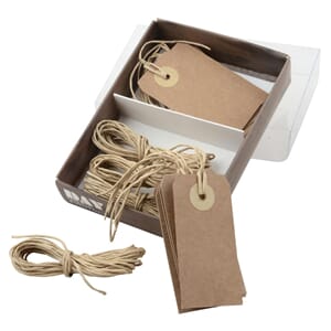 MERKELAPPER MANILLA KRAFT 7X3,5CM M/TRÅD (10)
