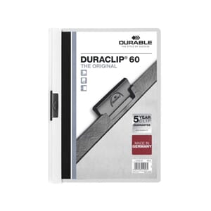 KLEMMAPPE DURACLIP A4 60 ARK HVIT