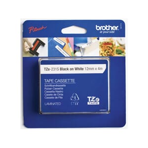 TAPE BROTHER TZ-E231S2 12MMX4M SORT/HVIT