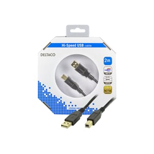 KABEL DELTACO USB 2,0 A/B 2M SORT