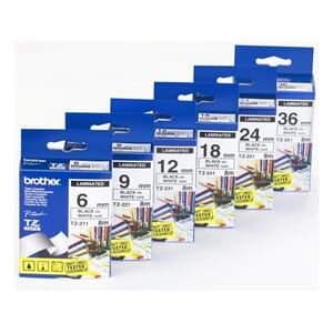 TAPE P-TOUCH TZ 6MM SORT PÅ HVIT