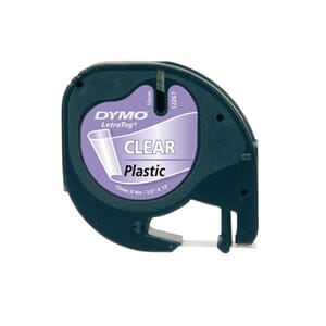 TAPE DYMO LETRATAG12MM PLAST SORT/KLAR