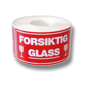 ETIKETT FORSIKTIG GLASS (500)
