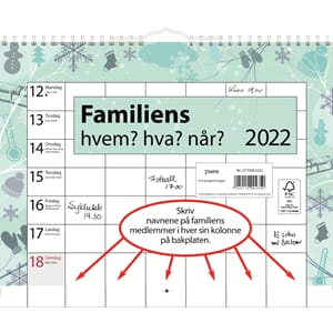 FAMILIENS HVEM, HVA, NÅR KALENDER 2022
