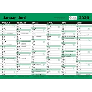 KALENDER 2026 7.SANS KONTORKALENDER, ENKEL A4 MED LINJER KA