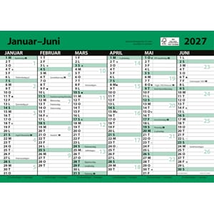 KALENDER 2027 7.SANS KONTORKALENDER, ENKEL A4 MED LINJER