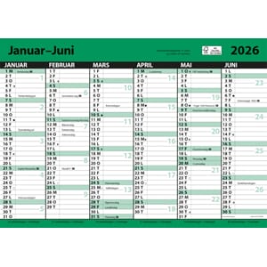 KALENDER 2026 7.SANS KONTORKALENDER, ENKEL A3 MED LINJER KA