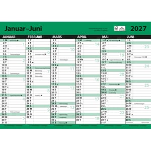 KALENDER 2027 7.SANS KONTORKALENDER, ENKEL A3 MED LINJER