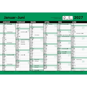 KALENDER 2027 7.SANS KONTORKALENDER, ENKEL A5 MED LINJER