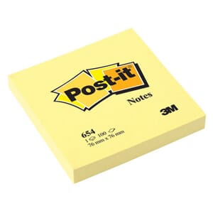 POST-IT® NOTATBLOKK 76X76MM 654 GUL