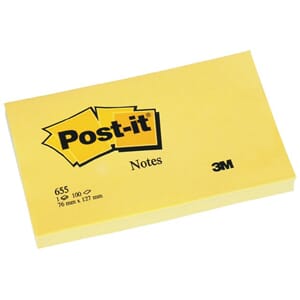 POST-IT® NOTATBLOKK 76X127MM 655 GUL