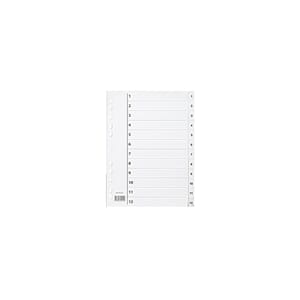 REGISTER PLAST M/INDEKSARK A4 1-12 HVIT