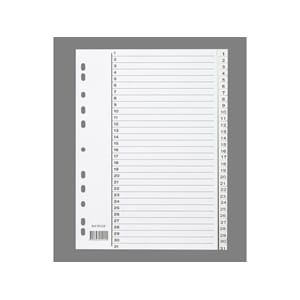 REGISTER PLAST M/INDEKSARK A4 1-31 HVIT