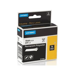 TAPE DYMO D1 PERMANENT 19MMX5,5M HVIT