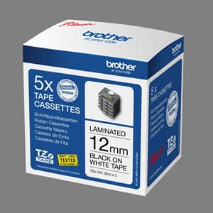 TAPE BROTHER TZE 12MMX8M SORT/HVIT (5)