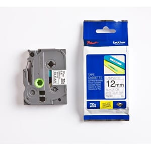 TAPE BROTHER TZE 12MM SORT/KLAR MATT