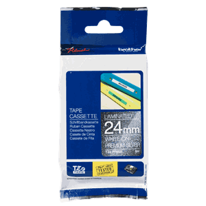 TAPE BROTHER TZE-PR955 24MM X 8M HVIT PÅ SØLV
