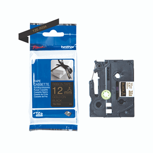 TAPE BROTHER TZER RIBBON 12MM X 4M GULL PÅ SORT