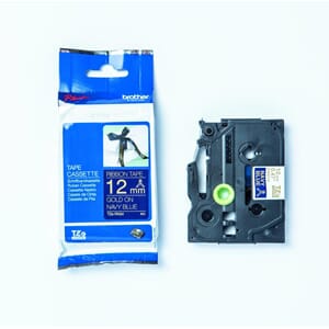 TAPE BROTHER TZER 12MM X 4M GULL PÅ DARK BLÅ